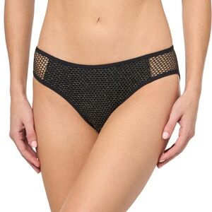 NWT‎ BECCA Network Hipster Bikini Bottom - Black/Gold, Cheeky Coverage - Large
